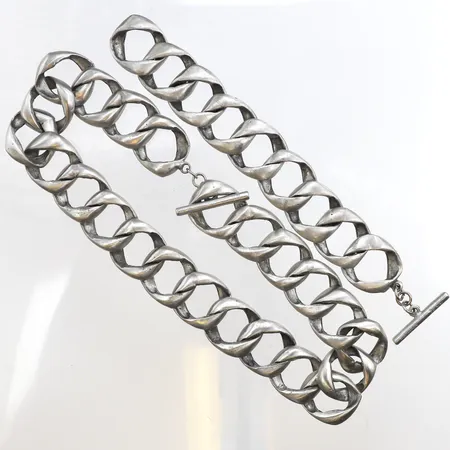 Collier och armband, längd 20-45cm, bredd 25mm, tenn. 
