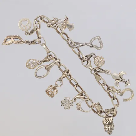 Armband med 12 berlocker delvis Thomas Sabo, 20cm, bredd 5mm, 925/1000 silver Vikt: 24,9 g