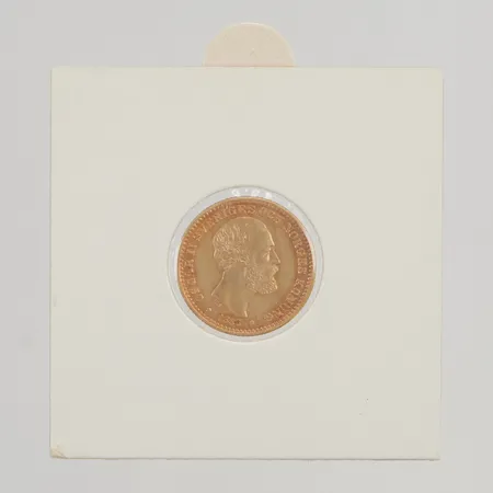 Mynt Oscar II 5kr år 1881, etui, 21,6K 2,2g.