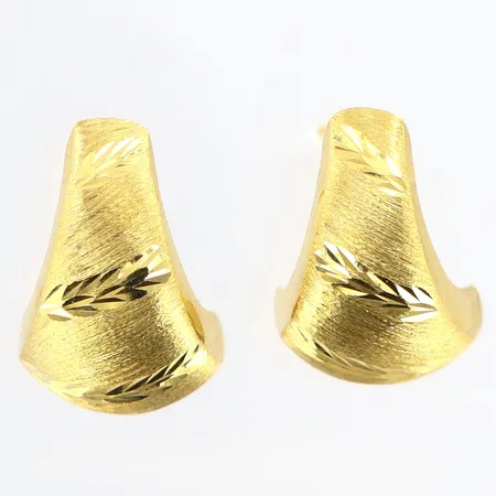 Örhängen med mönster längd: ca14mm, bredd: 3-9mm, 18K Vikt: 1 g