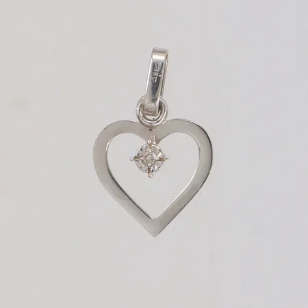 Hänge med diamant ca 0,01ct 8/8-slipad, längd 19mm, bredd 12mm, vitguld, 18K Vikt: 0,7 g
