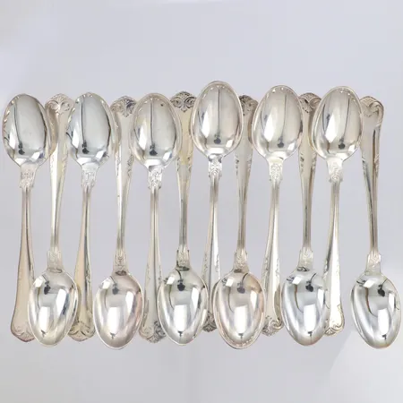 6 Kaffeskedar Gammal Fransk, 12cm, MEMA, 830/1000 silver Vikt: 190,8 g