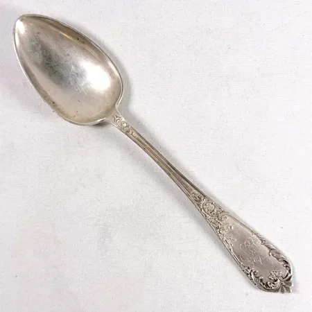 Silversked 22cm David Andersen, Norge, bucklig, graverad, silver 830/1000 Vikt: 69,7 g