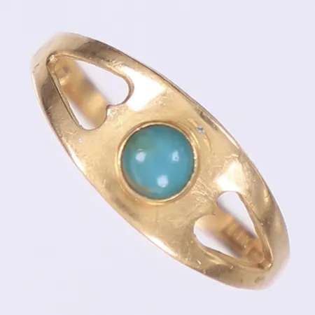 Ring med grön sten stl:16½ bredd 2-7mm 18K  Vikt: 1,2 g