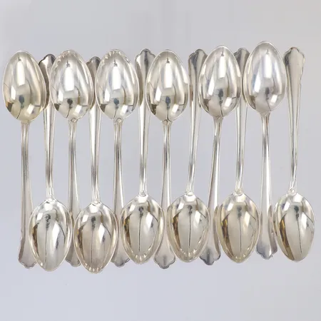 12 Kaffeskedar modell Chippendale, längd 10,5cm, graverade, silver 830/1000 Vikt: 114,4 g