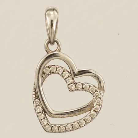 Hänge hjärta med vita stenar längd 20mm, bredd 12,6mm silver 925/1000 Vikt: 1,1 g