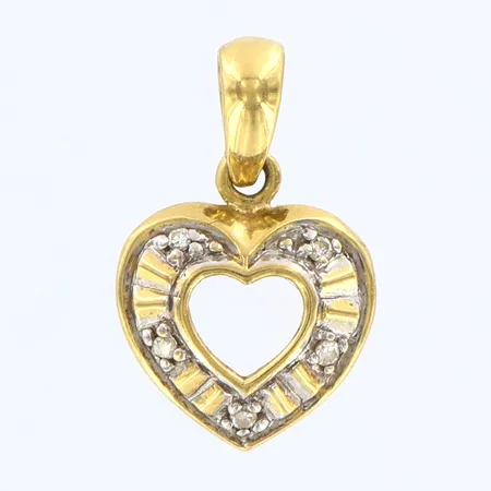 Hänge hjärta med vita stenar, 11x11mm, GFAB, 18K Vikt: 0,7 g