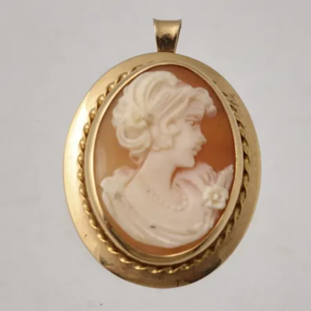Hänge/Brosch 24,4x32,9mm, kamé, 18K, 5,92g.