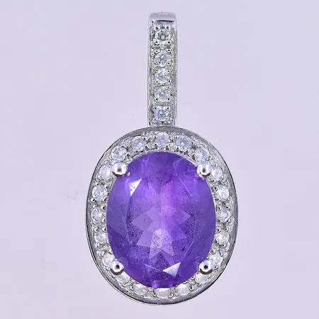 Hänge med vita stenar och pärlemor stl:13x21 mm vitguld 18K. Vikt: 3,1 g