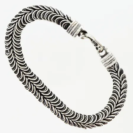 Armband Ormlänk 22cm, bredd 5mm, S-lås, silver ostämplat Vikt: 34,7 g