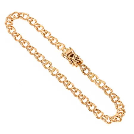Armband Bismarck med 3 x ca 0,005ct 8/8-slipade diamanter längd 19,5cm bredd 3,1mm, 18K 3,0g.