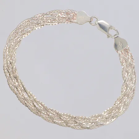 Armband flätat, 19cm, bredd 6,7mm, 925/1000 silver Vikt: 7,9 g