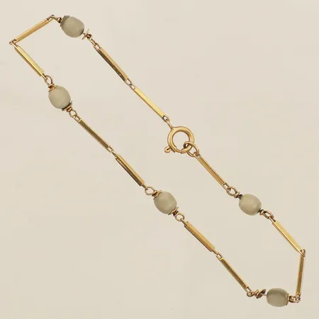 Armband med pärlor längd 19,5cm, bredd 1,3-4,3mm defekt 18K  Vikt: 3,9 g