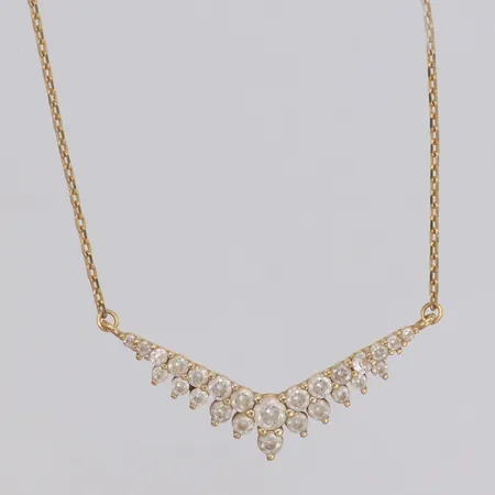 Collier med integrerat hänge med vita stenar, Guldfynd, 45cm, bredd 5,4mm, 18K Vikt: 2,7 g