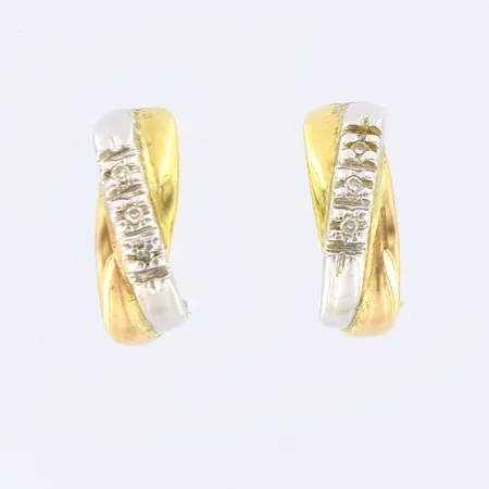 Örhängen med vita stenar, längd: 12mm, bredd: 4mm, trefärgad, 18K  Vikt: 2,4 g