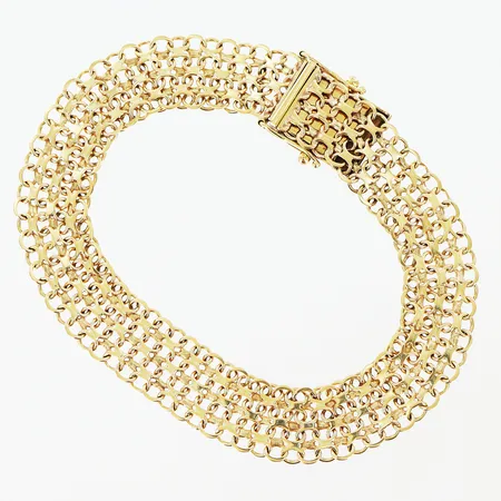 Armband Bismarck längd 20,7cm bredd 7mm, slitage, 18K. Vikt: 14,2 g