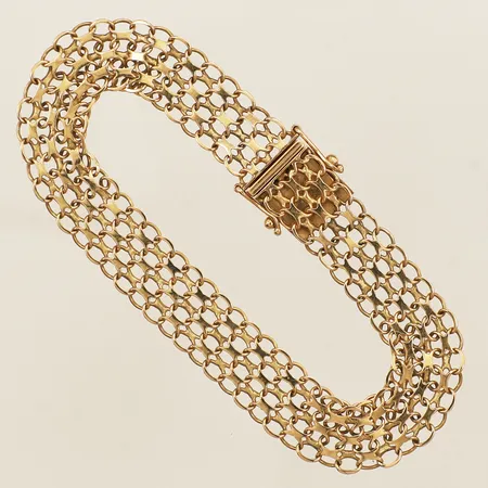 Armband X-länk längd 19cm bredd 10,8mm smärre ojämnheter på länk 18K Vikt: 11 g