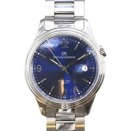 Herrur Sjöö Sandström, Royal Steel, Classic Blue and Steel,  Ø41mm, Automatisk, SS-1841-1 Refnr 1572, glasbaksida, datum, safirglas, extra länkbit, bok, ytterkatrong, certifikat, garantikort 2022, bruksslitage. 