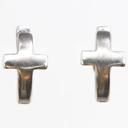 Örhängen Creoler, kors, Ø13,7mm, bredd 2,7-7,9mm, något repiga, 925/1000 silver. Vikt: 3,8 g