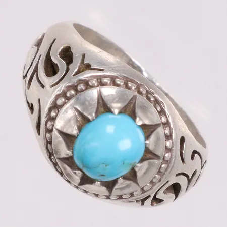 Ring turkos stl:19½mm silver 925/1000 Vikt: 9,8 g