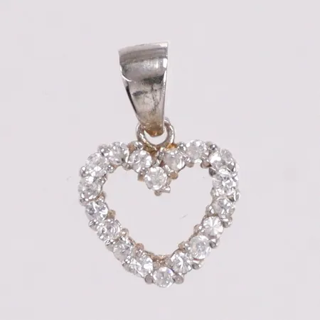 Hänge hjärta vita stenar längd 1 cm exkl ögla silver 925/1000 Vikt: 1,1 g