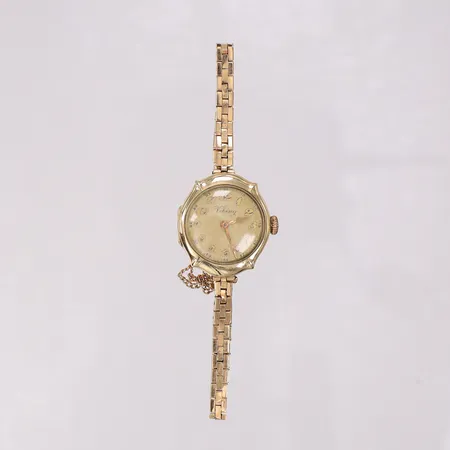 Damur Viking 14K med skadat korridorarmband 18K, manuell går ej, serienr 1554118, bruttovikt: 18,2g.
