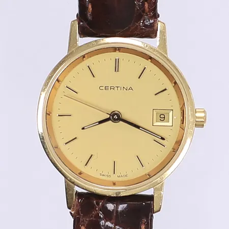 Damur Certina Ø24mm, quartz, defekt går ej, 18K i boett, inga tillbehör