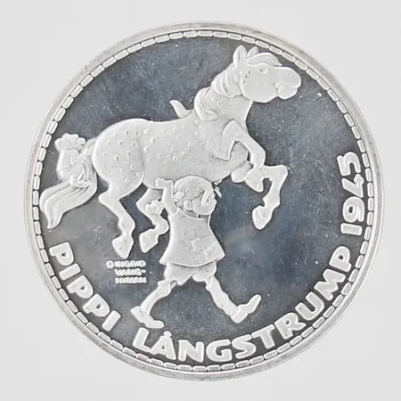 MInnesmynt Pippi LÅngstrump Ø 39mm silver Vikt: 26,8 g