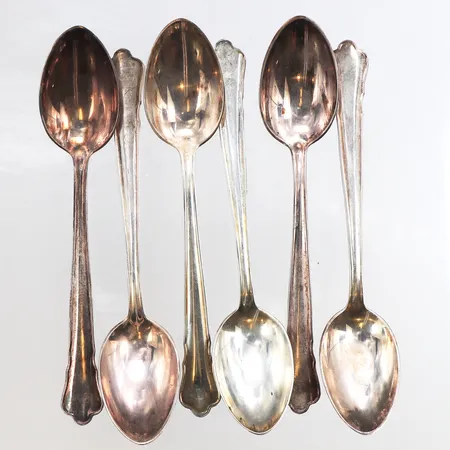 6 Kaffeskedar, längd 12cm, 830/1000 silver. Vikt: 87,1 g