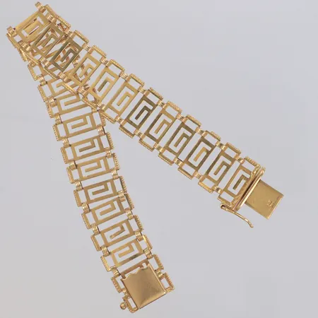 Armband längd 19cm, bredd 16,4mm, skadat, 18K Vikt: 17,6 g