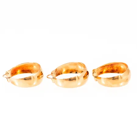 Tre creoler Ø19,5mm bredd 3,9-7,7mm, 18K 3,7g.