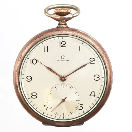 Fickur Omega, Ø50mm, manuell, boettnr:2562, verknr: 12112029, innerboett i silver, 800/1000 silver, repigt glas, kedja i oädel metall, inga tillbehör. Vikt: 0 g