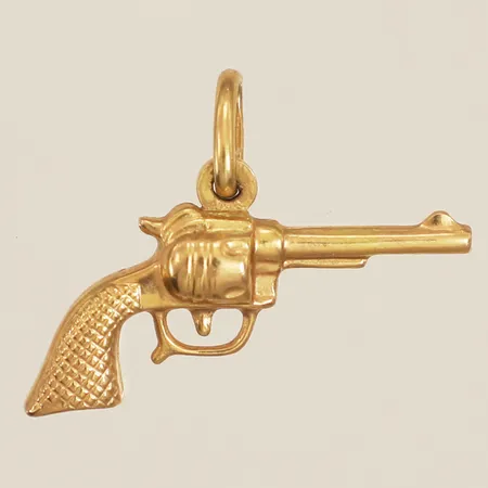Hänge pistol längd ink ögla 18mm, bredd 20,3mm ihålig 18K Vikt: 1,5 g