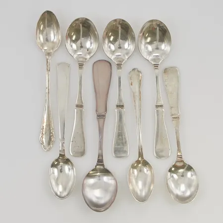 8 Udda kaffeskedar 830/1000 Silver 102,0g.