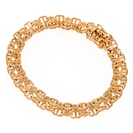 Armband X-länk med stav längd 18,5cm bredd 8mm, 18K 19,9g. 
