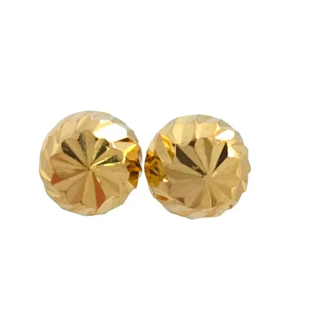 Örhängen Klot i 18K guld, mönstrad modell, diameter 3 mm, ploppar saknas, fint skick Vikt: 0,2 g