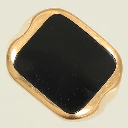 Klackring med svart sten stl 20 bredd 4-16mm, repig sten, 18K,  8,1g Vikt: 8,1 g