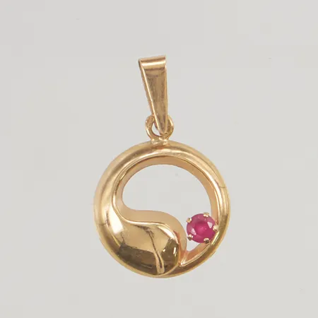 Hänge 14mm rosa sten 18K 0,7g.