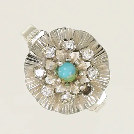 Ring med turkos och vita stenar, stl17¼, bredd 3-14mm, 18K 4,6g