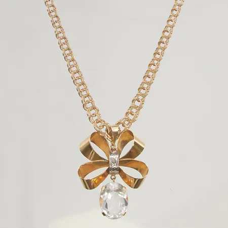 Collier Bismarck 50cm bredd 4-6mm hänge med bergkristall ca 40x30mm, 18K 23,6g.