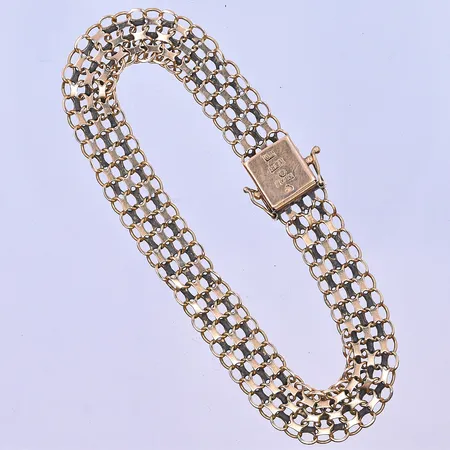 Armband X-länk längd 20 cm bredd 9 mm 18K. Vikt: 10,8 g