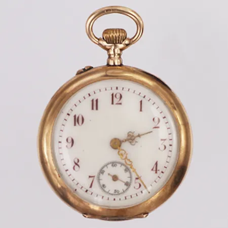 Fickur 14K manuell Ø35mm boett-nr 208688, innerboett i metall, bruttovikt 34,6gram Vikt: 34,6 g