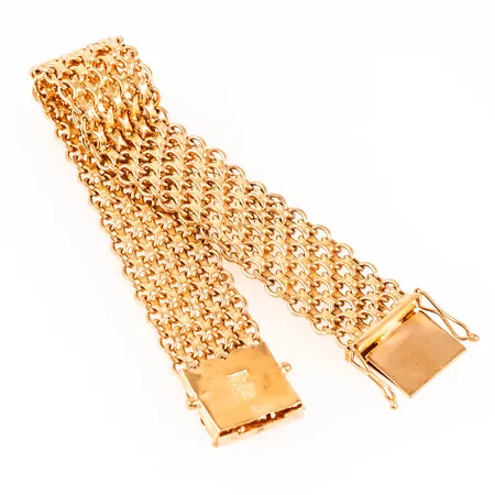 Armband X-länk längd 19,5cm bredd 17,8mm, 18K 49,5g. 