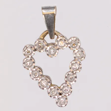 Hänge hjärta i vitguld med diamanter 14xca0,01ct 13x21mm stämplad BCK troligen Bruno Curmark, 18K Vikt: 2 g