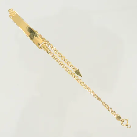 Armband med platta, 15,5cm, bredd 5mm, defekt lås 14K Vikt: 1,9 g