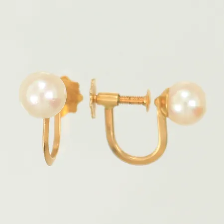 Örhängen med pärlor längd 6mm, bredd 6mm, 18K, 1,9g Vikt: 1,9 g