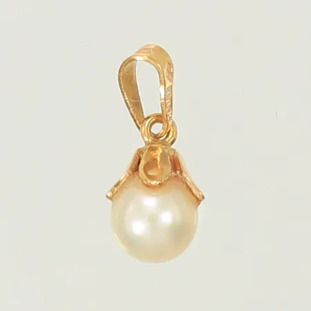 Hänge med pärla längd 13mm, bredd 5mm, 18K, 0,6g Vikt: 0,6 g