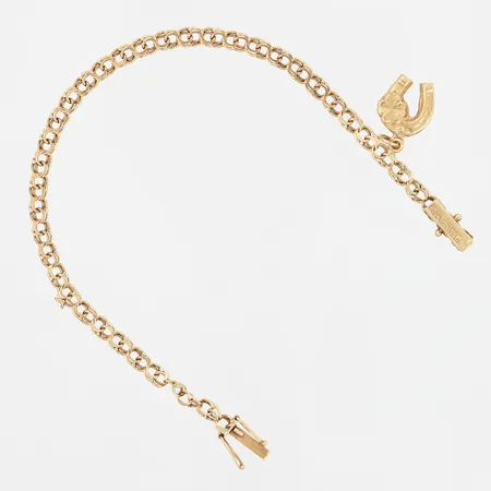 Armband Bismarck med 1 berlock 19cm, bredd: 4mm, lagning samt defekter, 18K Vikt: 6 g
