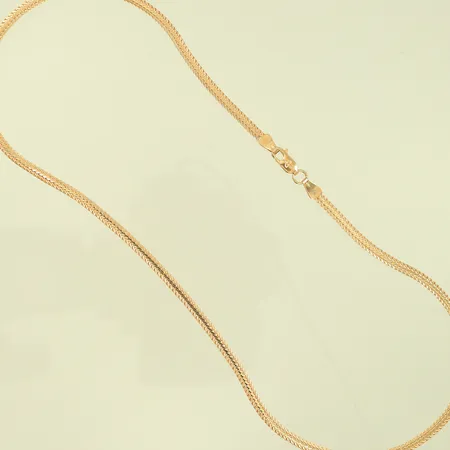 Halscollier, 42cm, bredd 3mm, vikskador 18K Vikt: 9,1 g