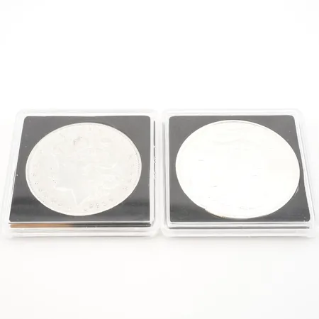Silvermynt, 2 st, One dollar, 1921 resp 2012 Vikt: 57 g